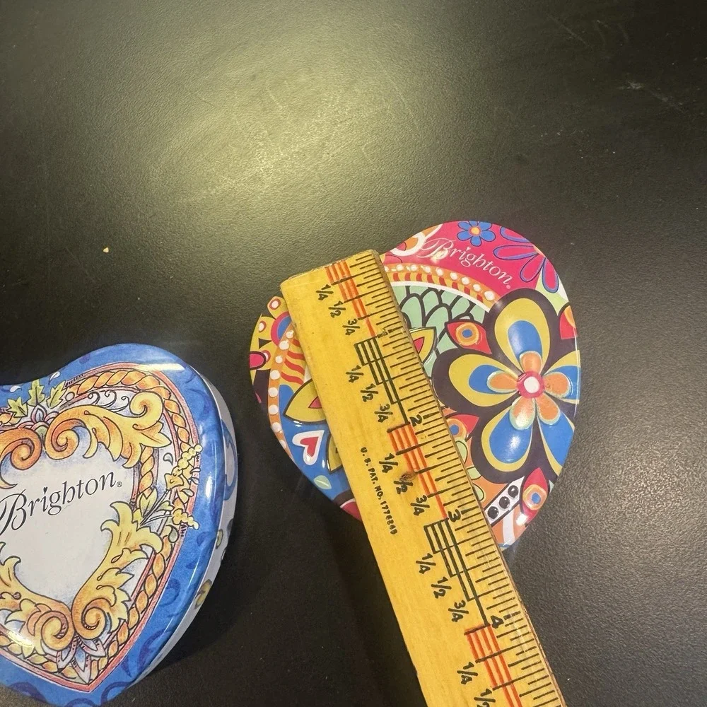 Brighton Metal Tins Heart Shaped Keepsakes Lot‎ of 2 Empty
